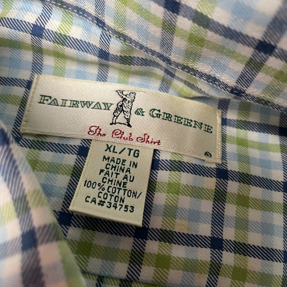 Fairway & Greene Mens Compton Check Bandon Dunes Golf Shirt XL Blue Green NEW - Picture 2 of 10